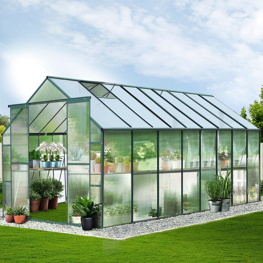 Green Fingers 5.1x2.44m Aluminium Polycarbonate Greenhouse Garden Shed