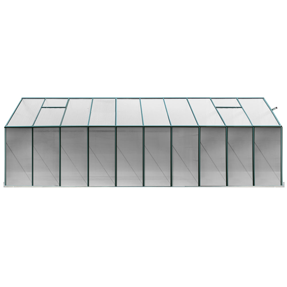 Green Fingers 6.3x2.44M Aluminium Polycarbonate Greenhouse Garden Shed