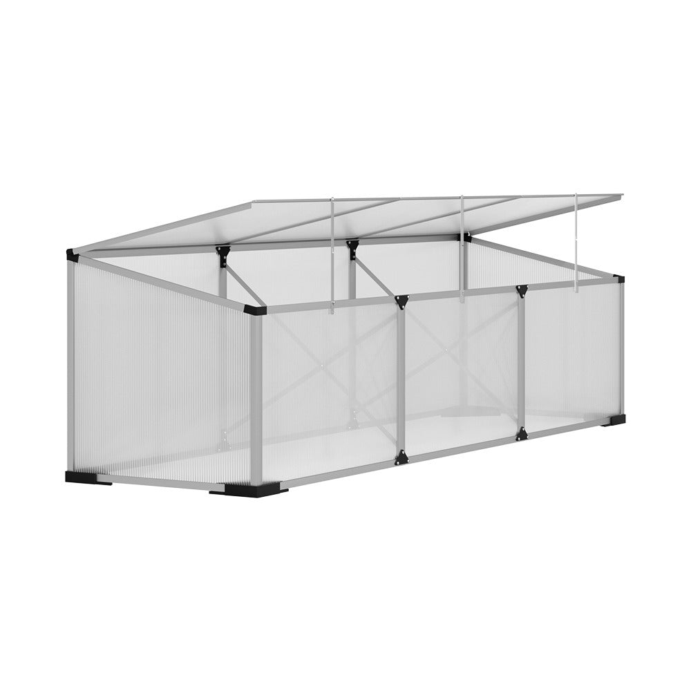 Green Fingers 180x50x50cm Aluminium Cold Frame Greenhouse Silver