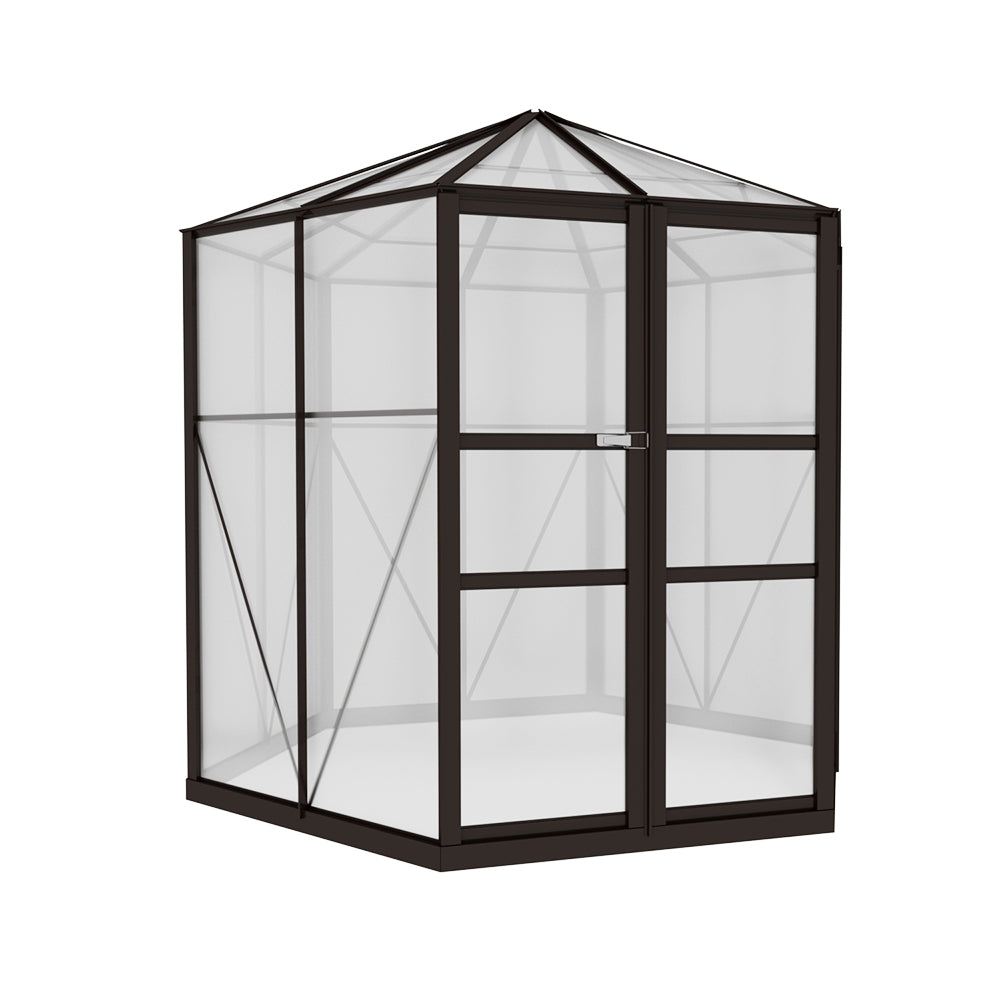 Greenfingers 2.4x2.1x2.32M Aluminium Polycarbonate Greenhouse Brown