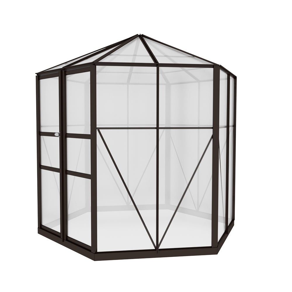 Greenfingers 2.4x2.1x2.32M Aluminium Polycarbonate Greenhouse Brown