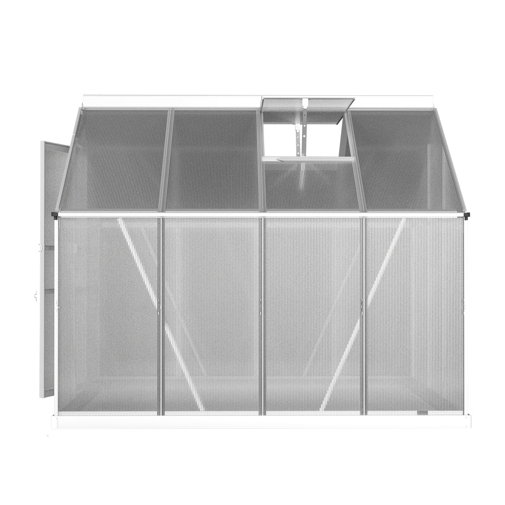 Green Fingers Aluminium Greenhouse 2.42x1.9x1.95M Polycarbonate Garden Shed
