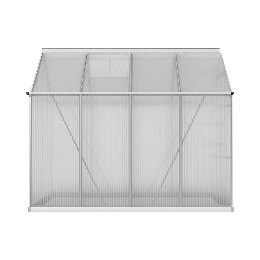Green Fingers Aluminium Greenhouse 2.42x2.5x2.26M Double Doors Garden Shed