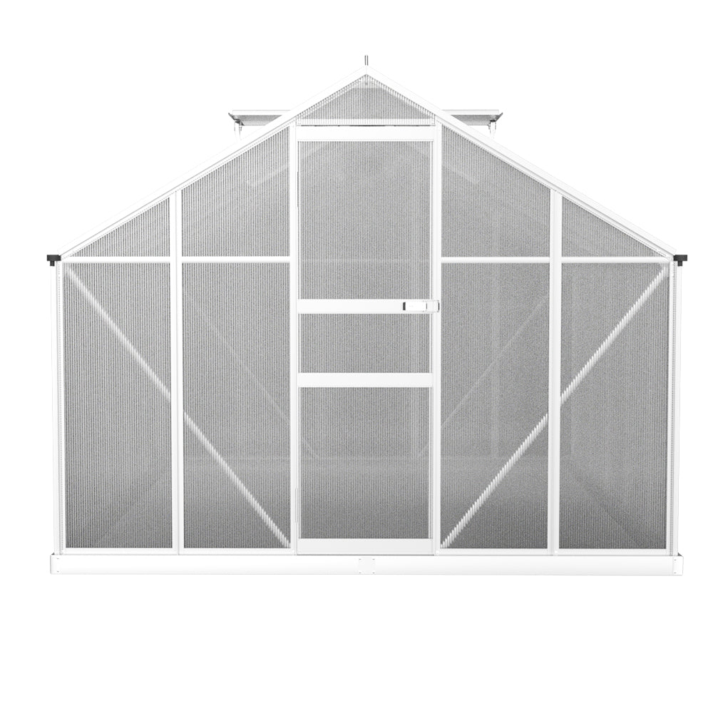 Green Fingers Aluminium Greenhouse 3x2.5x1.95M Polycarbonate Garden Shed
