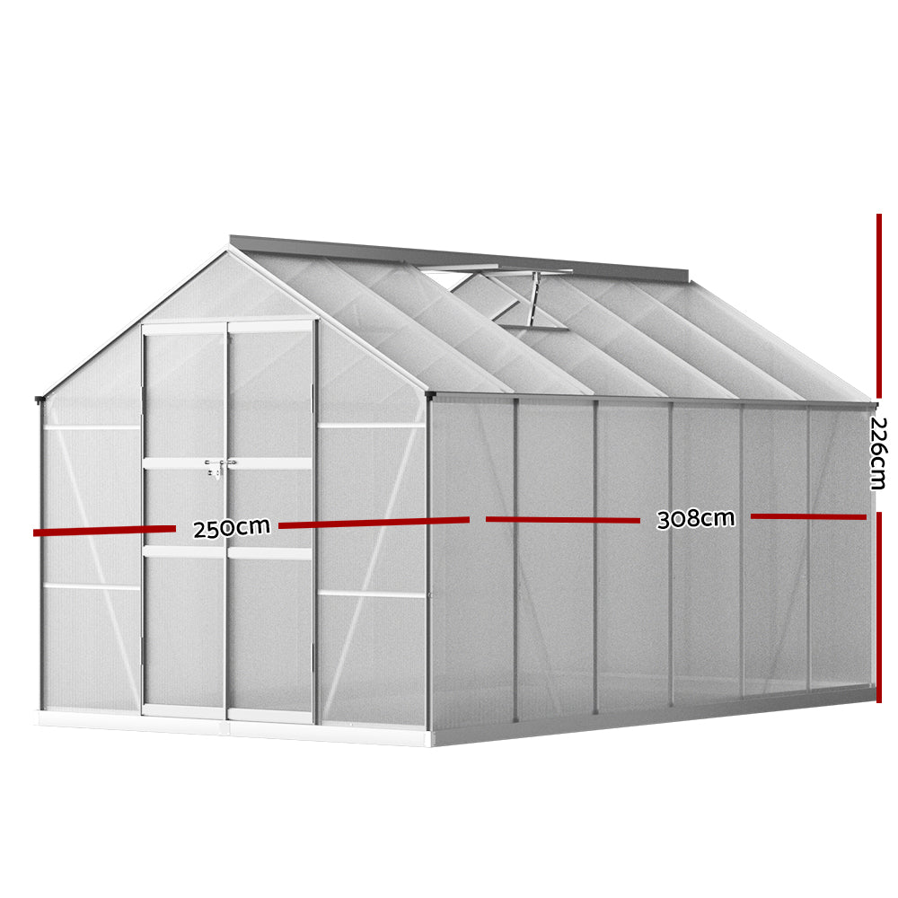 Green Fingers 3x2.5m Aluminium Greenhouse Double Doors