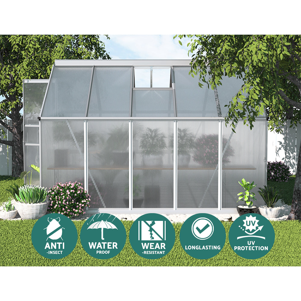 Green Fingers 3x2.5m Aluminium Greenhouse Double Doors