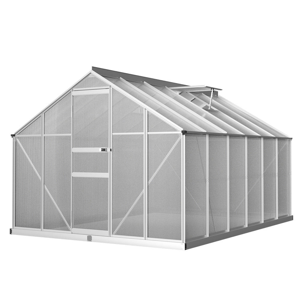 Green Fingers Aluminium Greenhouse 3.6x2.5x1.95M Polycarbonate Garden Shed