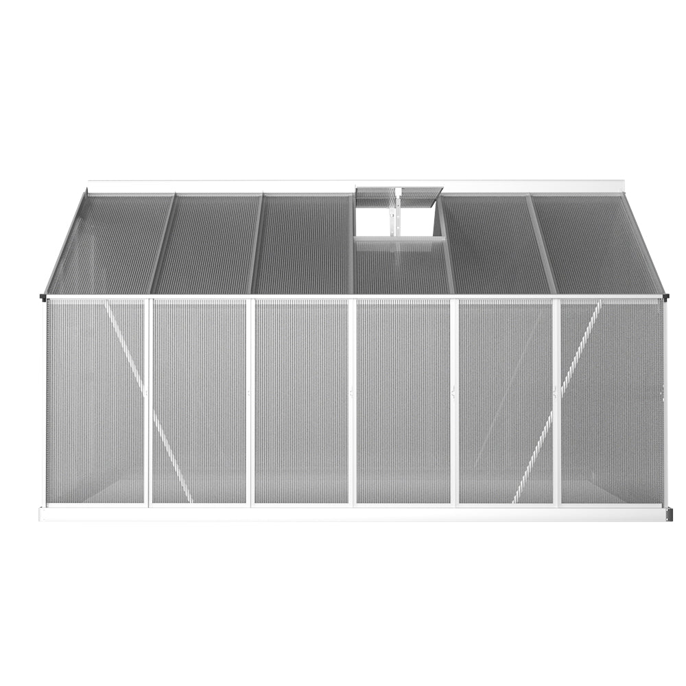 Green Fingers Aluminium Greenhouse 3.6x2.5x1.95M Polycarbonate Garden Shed