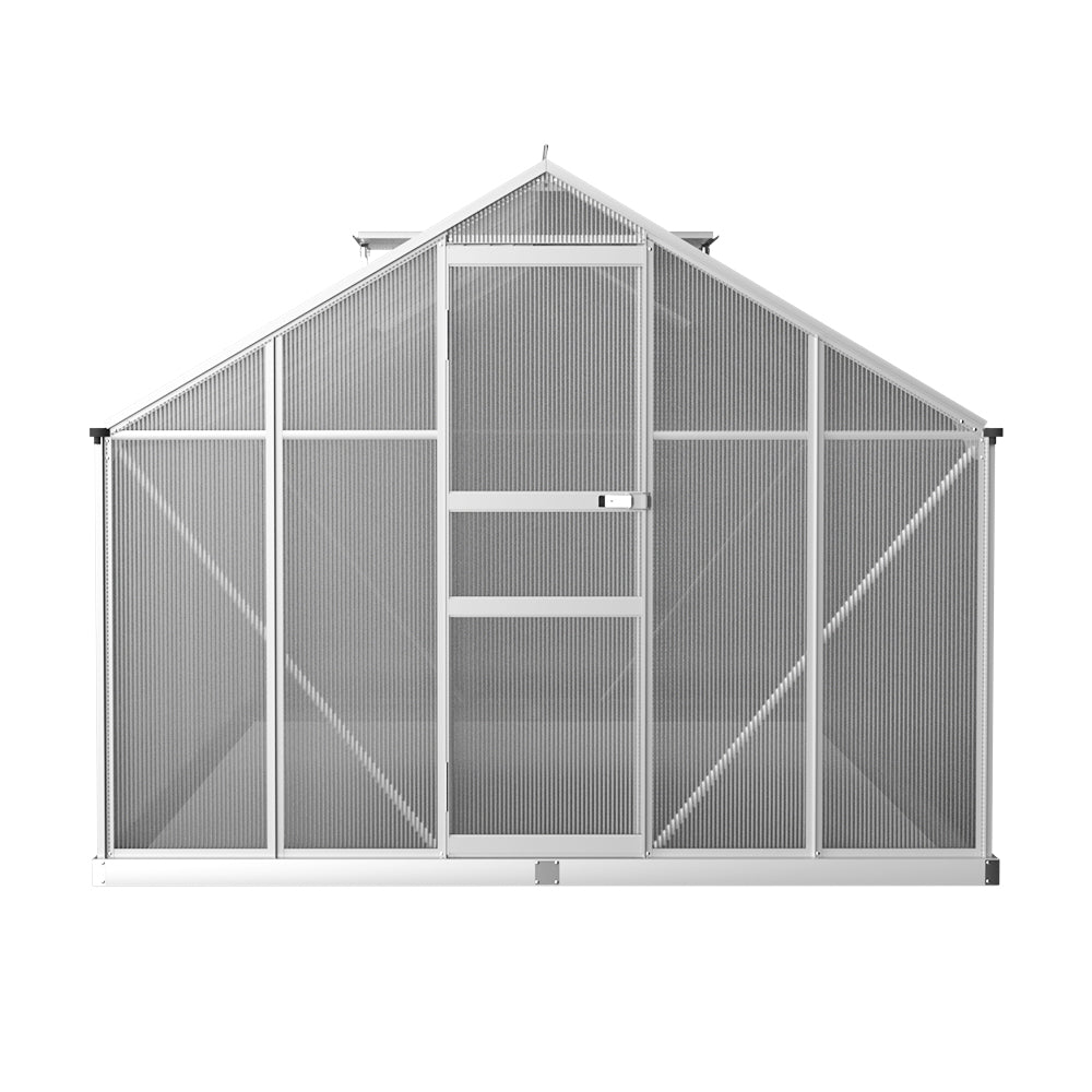 Green Fingers Aluminium Greenhouse 3.6x2.5x1.95M Polycarbonate Garden Shed