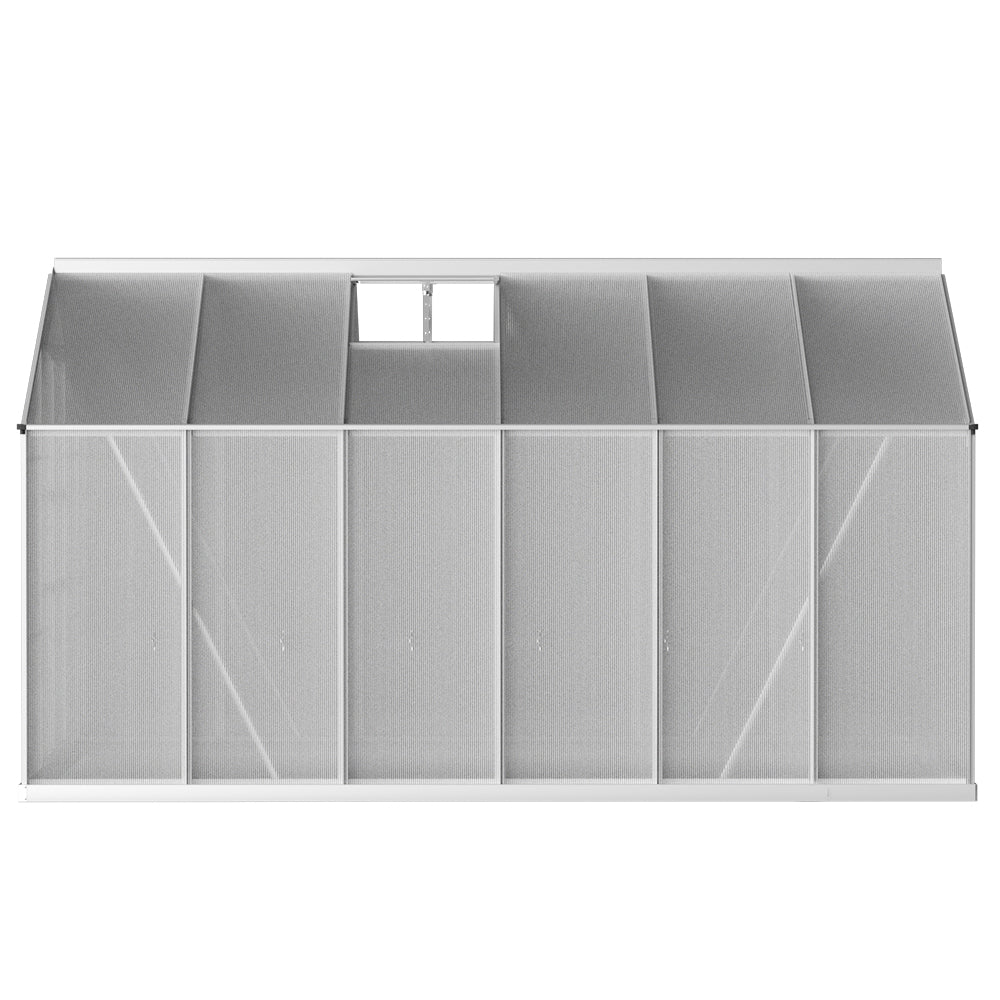 Green Fingers 3.7x2.5m Aluminium Greenhouse Double Doors Garden Shed