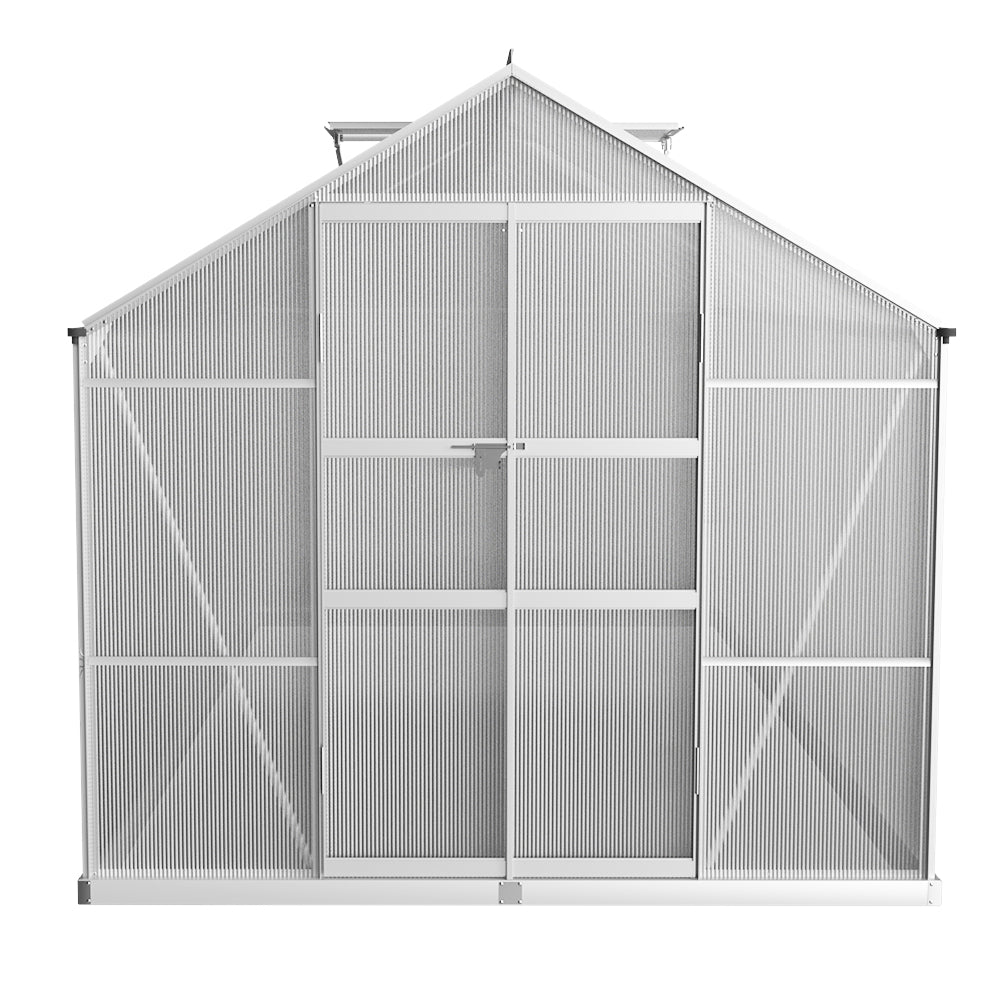 Green Fingers 4.1x2.5M Aluminium Greenhouse Double Doors Garden Shed