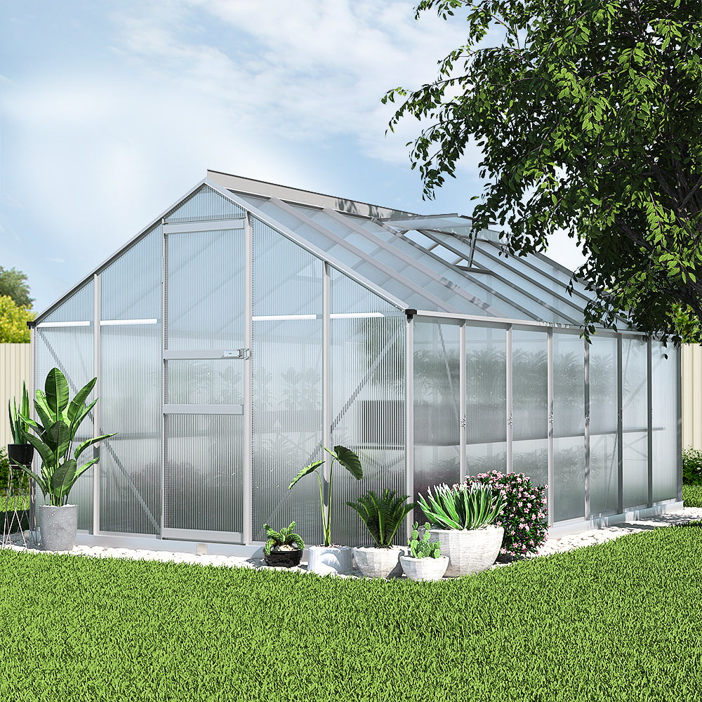 Green Fingers 4.2x2.5m Aluminium Polycarbonate Greenhouse Garden Shed