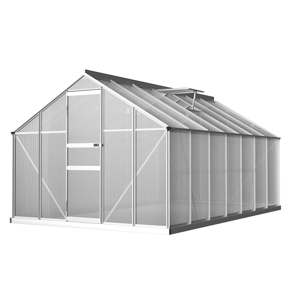 Green Fingers 4.2x2.5m Aluminium Polycarbonate Greenhouse Garden Shed
