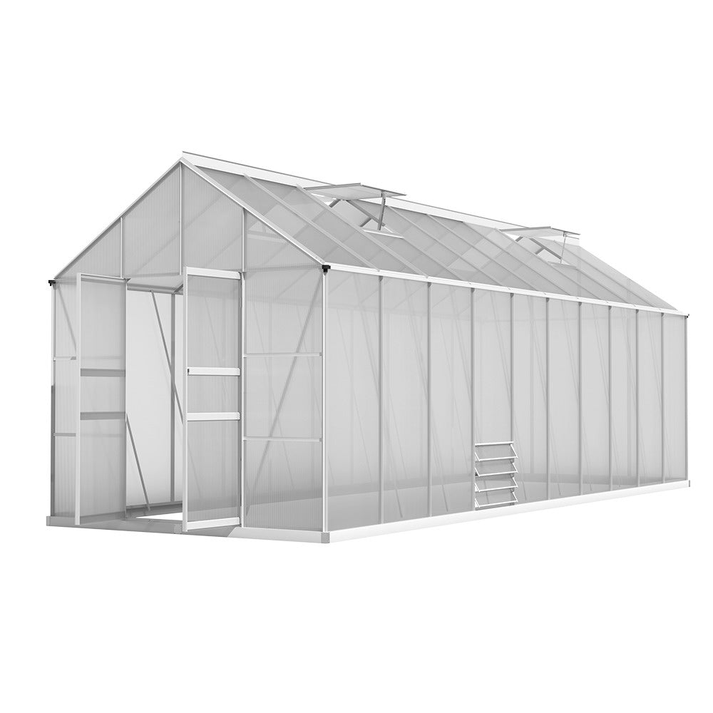 Green Fingers 6.03x2.44m Aluminium Greenhouse Double Doors Garden Shed