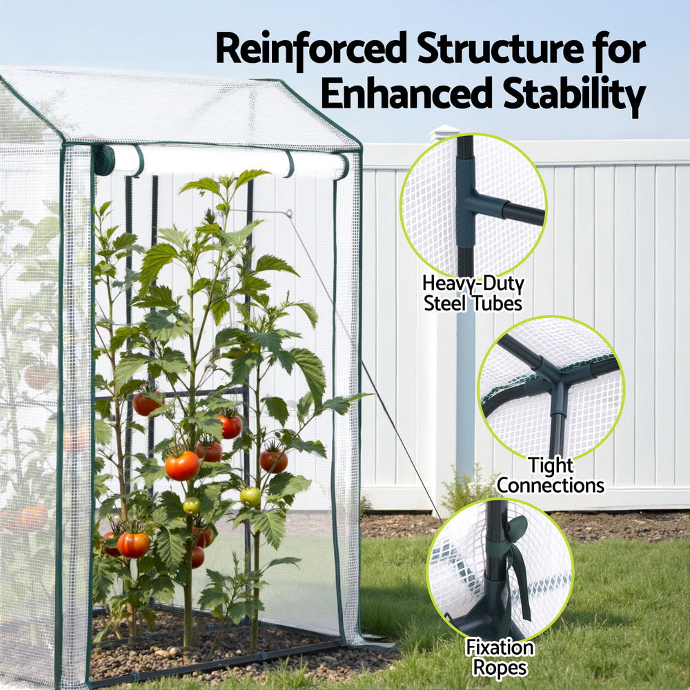 Green Fingers Mini Greenhouse 1.0x0.8x1.5M PE Cover Zipper Door Green
