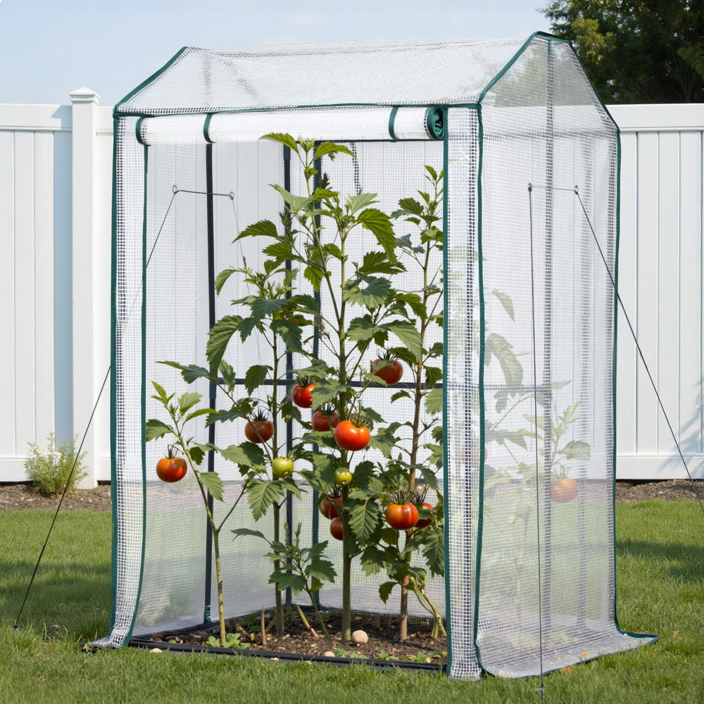 Green Fingers Mini Greenhouse 1.0x0.8x1.5M PE Cover Zipper Door Green