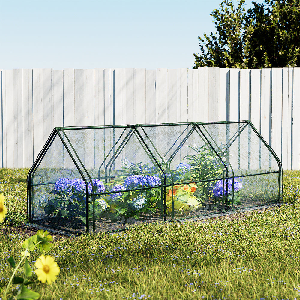 Green Fingers Mini Greenhouse 2.7x0.9M Raised Garden Bed Planter Box Transparent