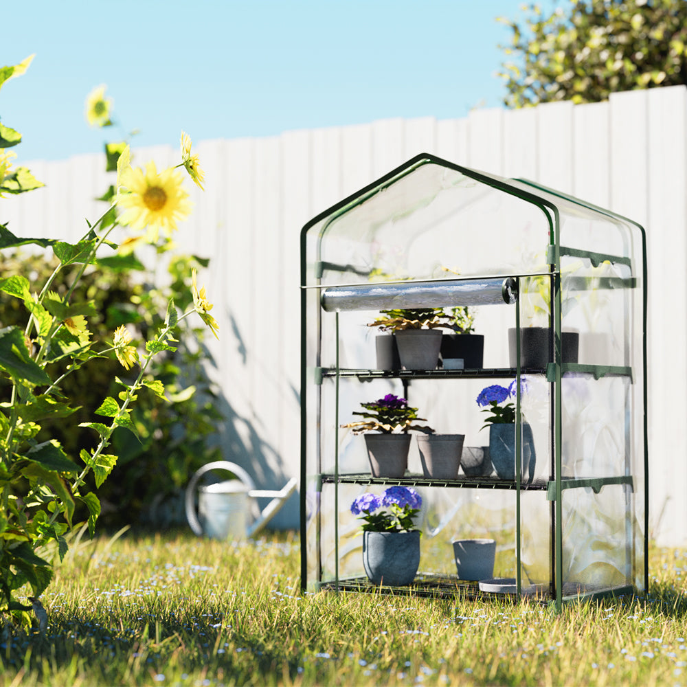 Greenfingers 3-Tier Mini Greenhouse Garden Bed Planter Box Green Transparent