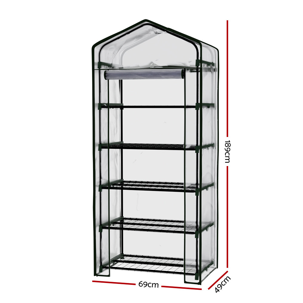 Mini Greenhouse 5-Tier Garden Planter Box 1.9m x 0.7m x 0.5m Green