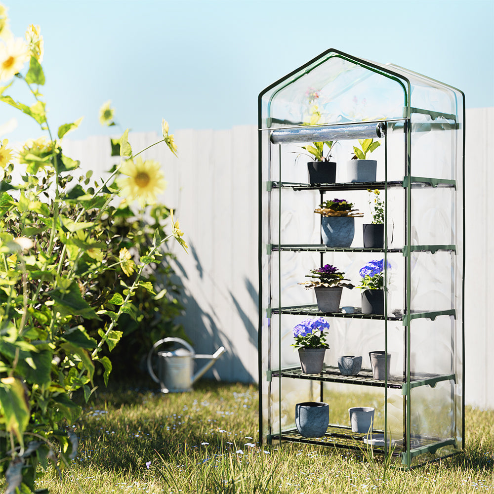 Mini Greenhouse 5-Tier Garden Planter Box 1.9m x 0.7m x 0.5m Green