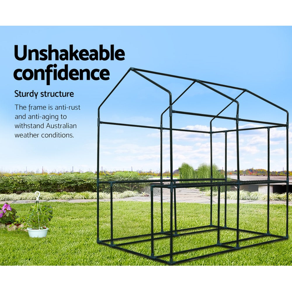 Green Fingers Walk-In Greenhouse Tunnel 1.9M x 1.2M Garden Shed 4 Shelves Green