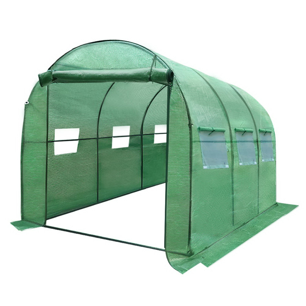 Green Fingers Walk-In Greenhouse 3x2x2M Green Garden Shed