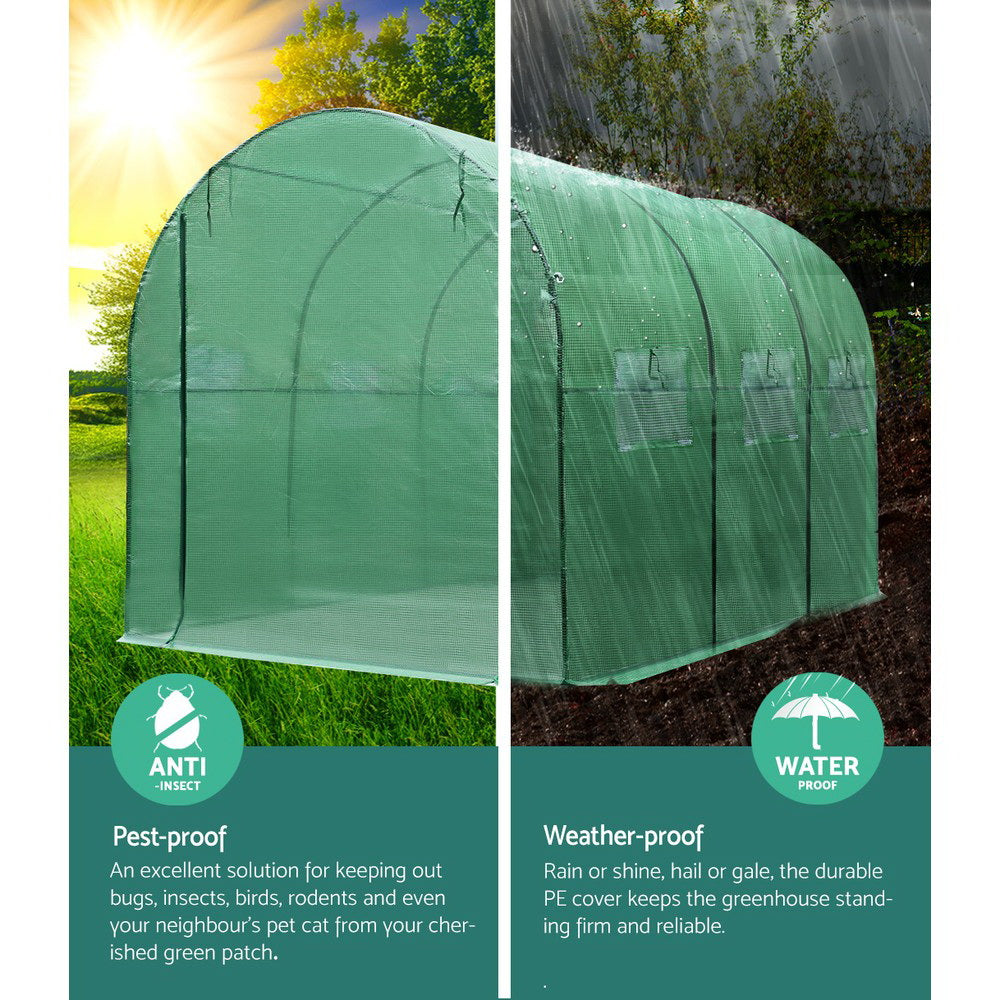 Green Fingers 3x2x2M Walk-In Greenhouse Tunnel Garden Shed Dome Green