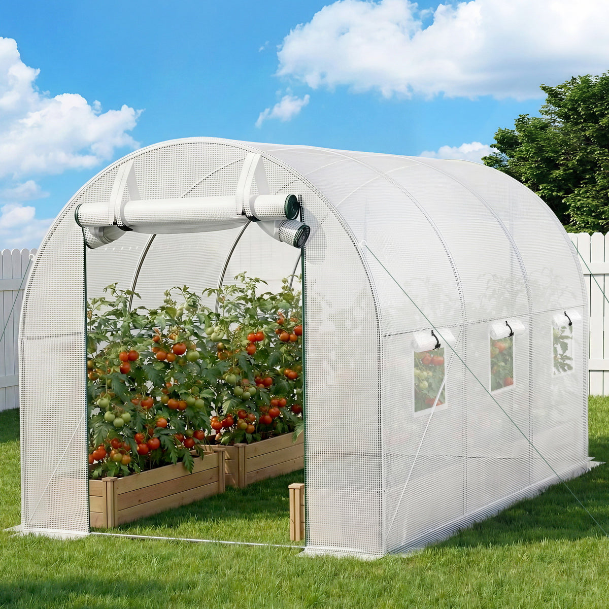 Green Fingers Walk In Greenhouse 3x2x2M White