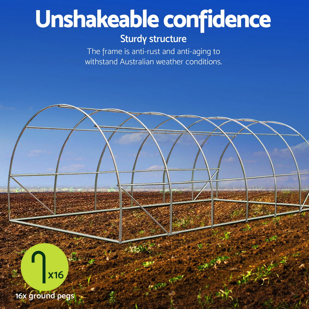 Green Fingers 6x4x2M Walk-In Greenhouse Tunnel Garden Shed Dome