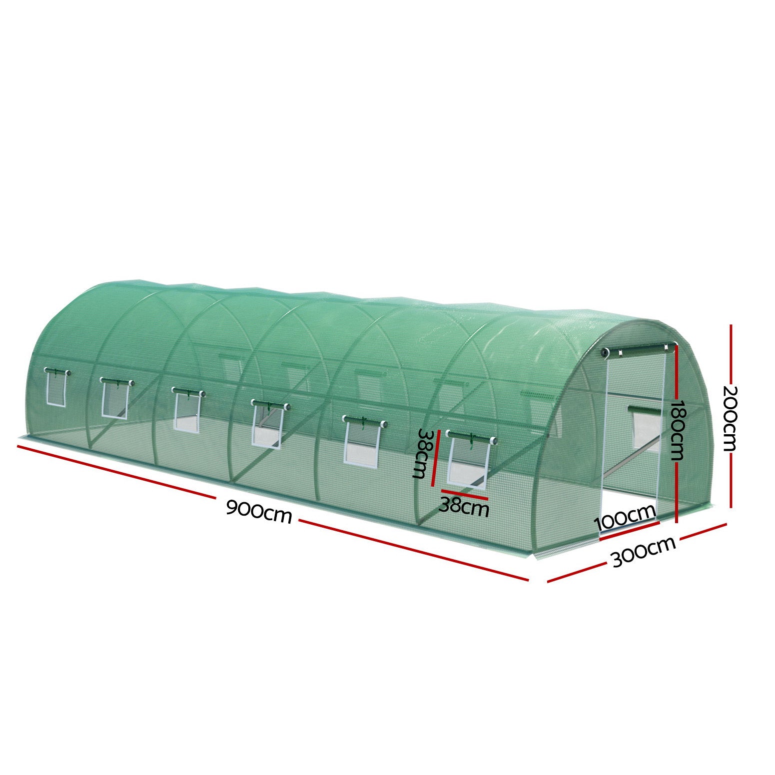 Green Fingers 9x3x2M Walk-In Greenhouse Tunnel Garden Shed Dome
