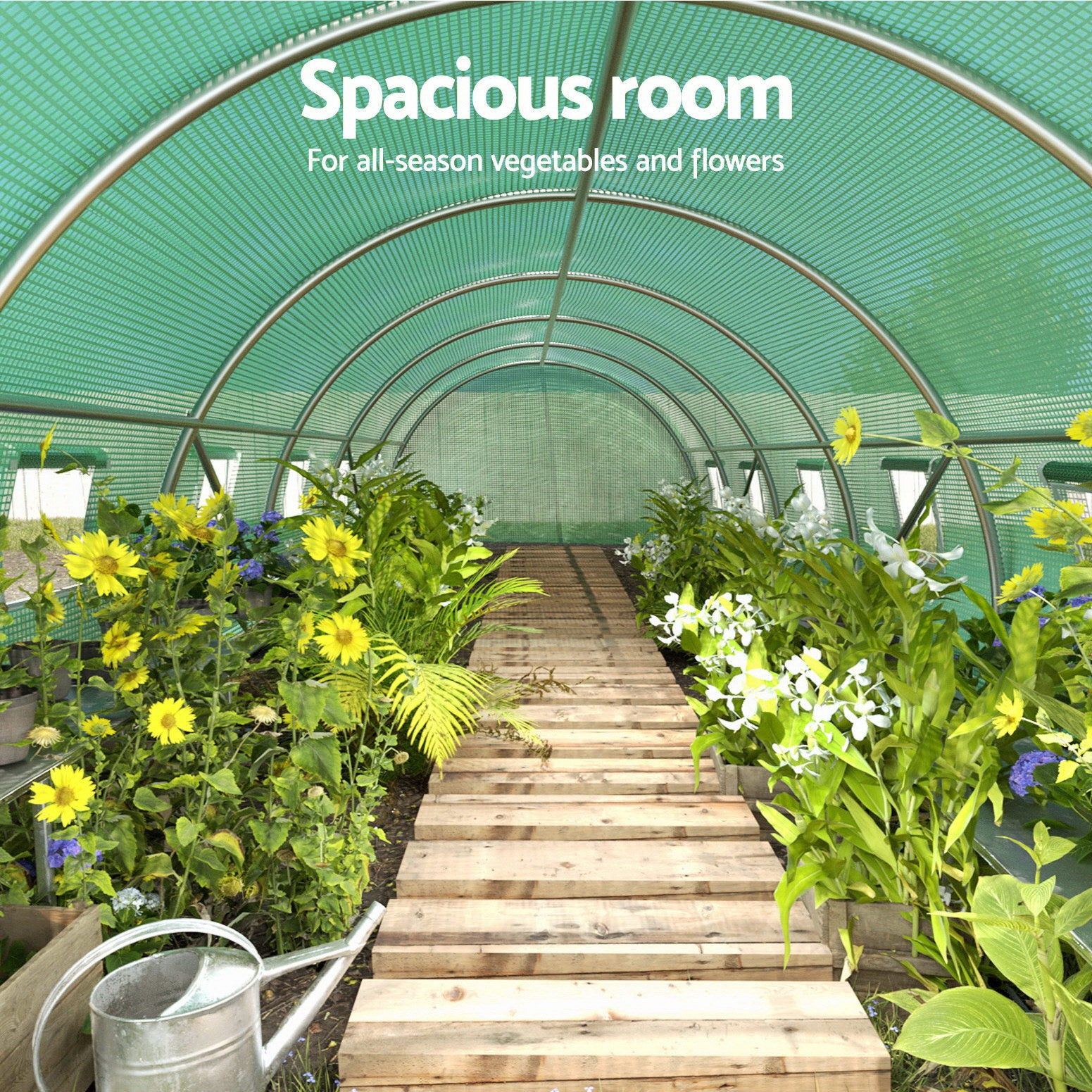 Green Fingers 9x3x2M Walk-In Greenhouse Tunnel Garden Shed Dome