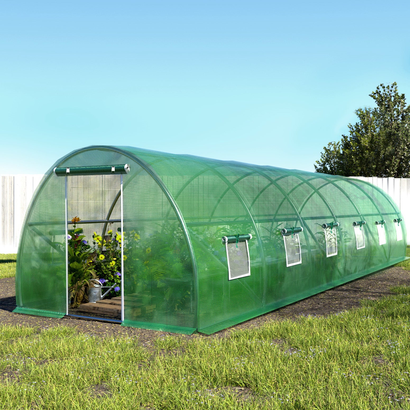 Green Fingers 9x3x2M Walk-In Greenhouse Tunnel Garden Shed Dome