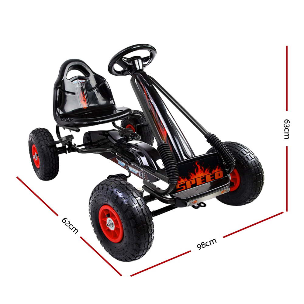 Rigo Kids Pedal Go Kart Racing Car Rubber Tyre Black