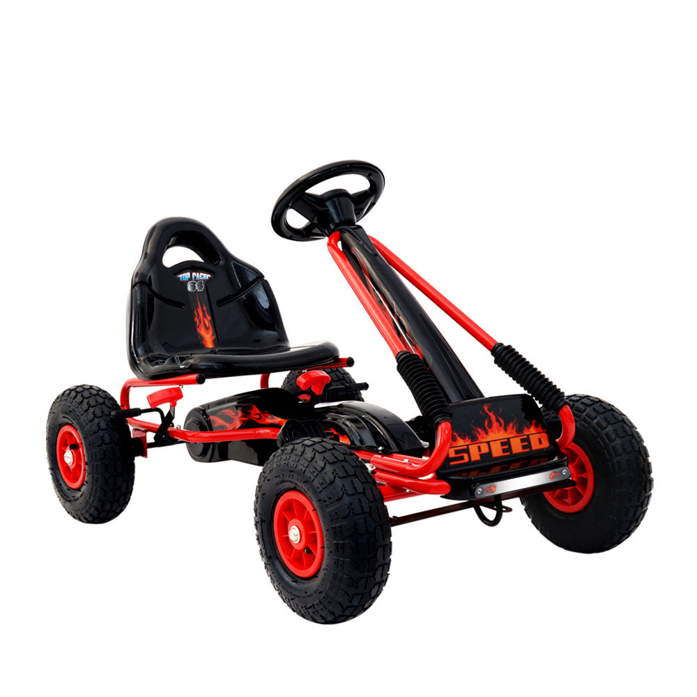 Rigo Kids Pedal Go Kart Ride On Toy Rubber Tyre Red