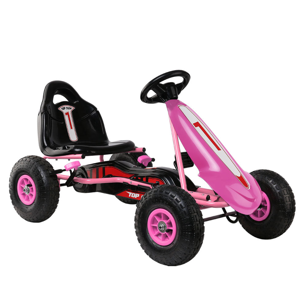 Rigo Kids Pedal Go Kart Adjustable Seat Pink Racing Car