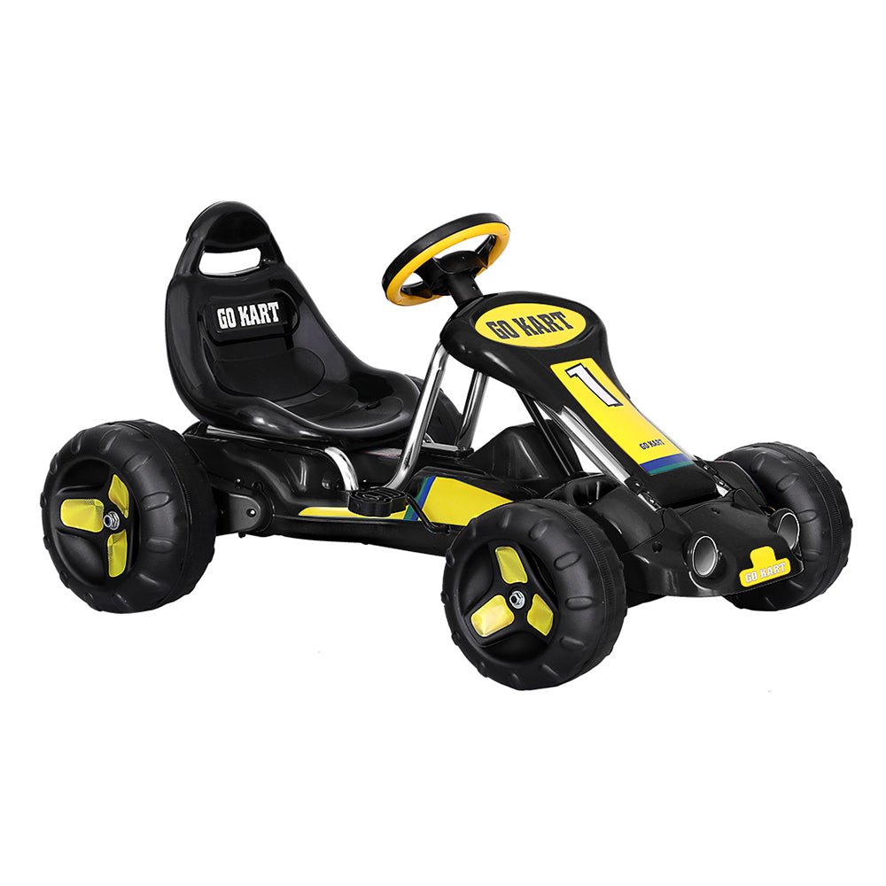 Rigo Kids Pedal Go Kart Racing Car Black Plastic Tyre