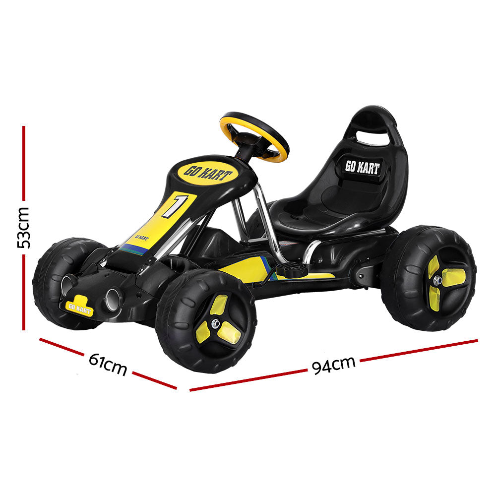 Rigo Kids Pedal Go Kart Racing Car Black Plastic Tyre