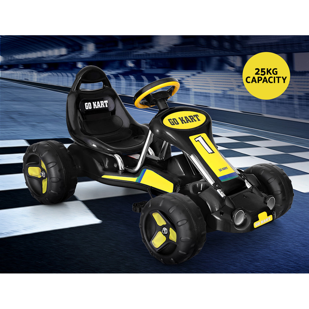 Rigo Kids Pedal Go Kart Racing Car Black Plastic Tyre