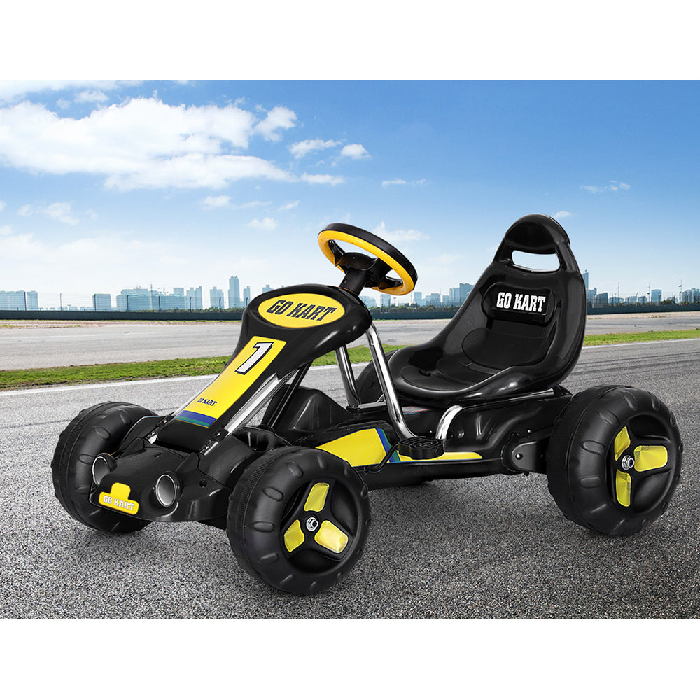 Rigo Kids Pedal Go Kart Racing Car Black Plastic Tyre