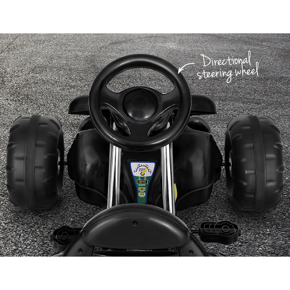 Rigo Kids Pedal Go Kart Racing Car Black Plastic Tyre