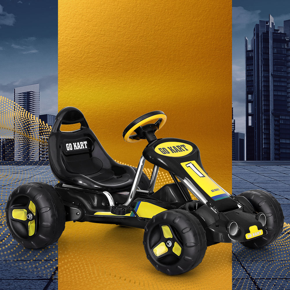 Rigo Kids Pedal Go Kart Racing Car Black Plastic Tyre