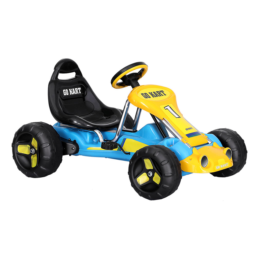 Rigo Kids Pedal Go Kart Racing Car Blue Plastic Tyre