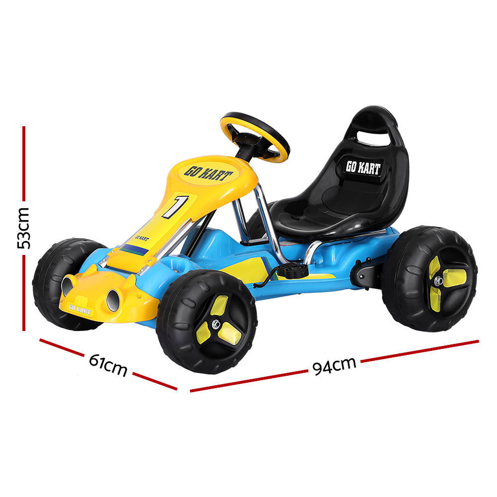Rigo Kids Pedal Go Kart Racing Car Blue Plastic Tyre