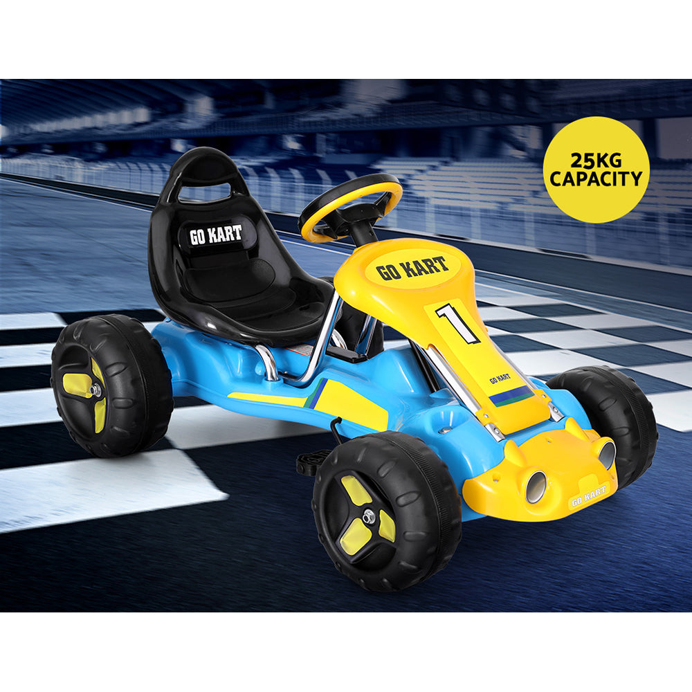 Rigo Kids Pedal Go Kart Racing Car Blue Plastic Tyre