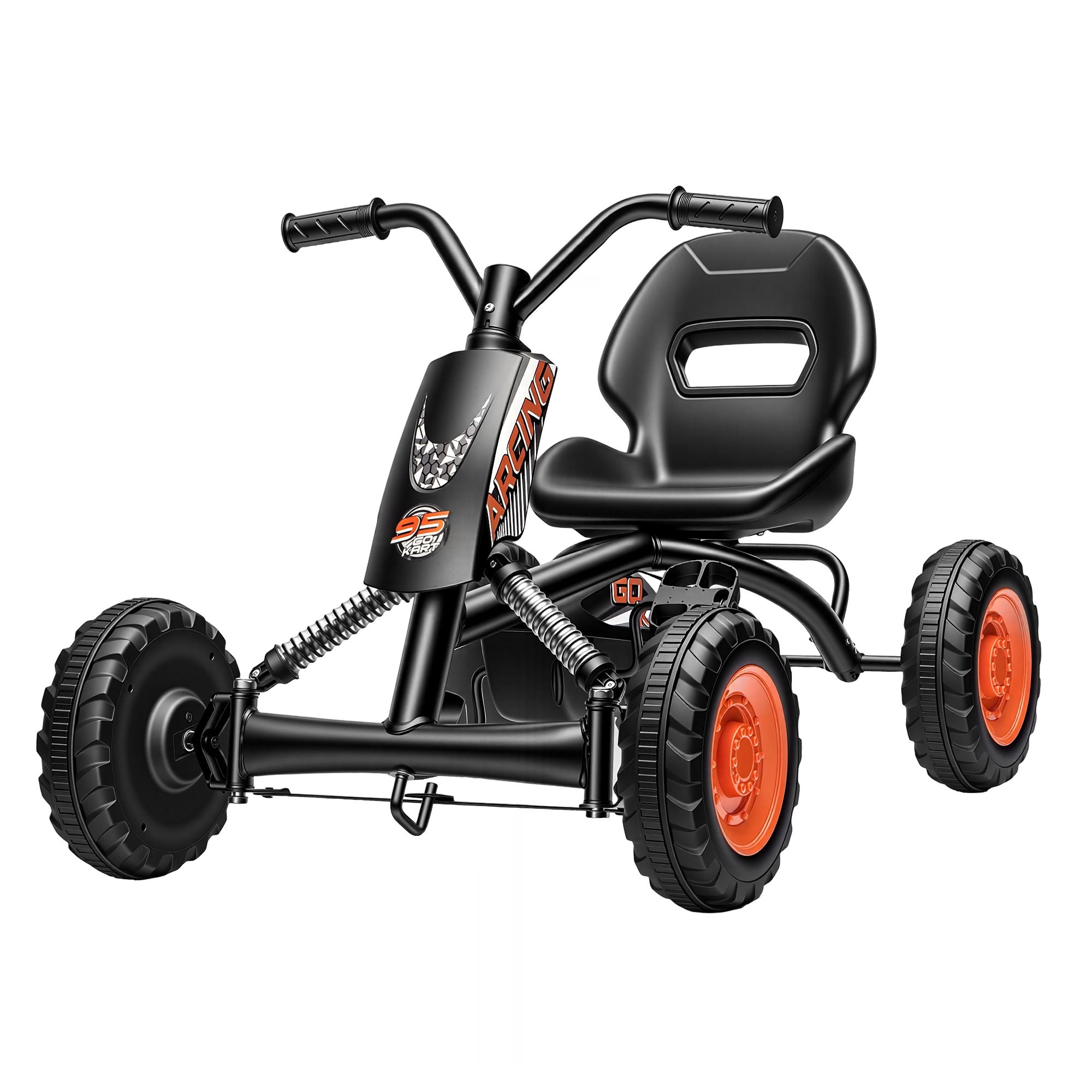 Rigo Pedal Go Kart Kids with Plastic Wheels Forward Reverse Black 84cm
