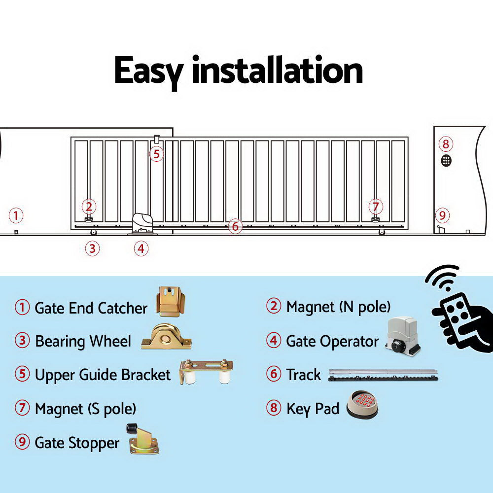 LockMaster 4m Electric Sliding Gate Opener 1200KG Keypad