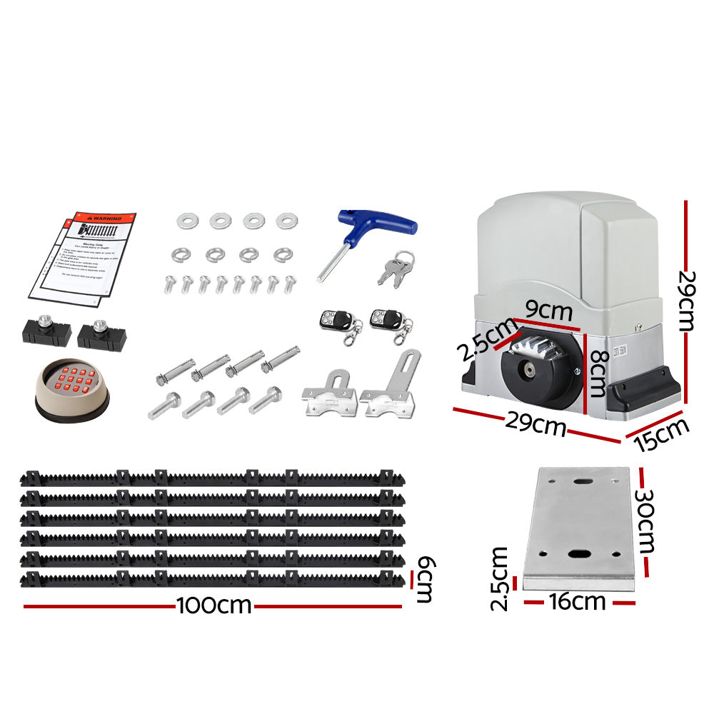 LockMaster Automatic Sliding Gate Opener Kit 1200kg Capacity