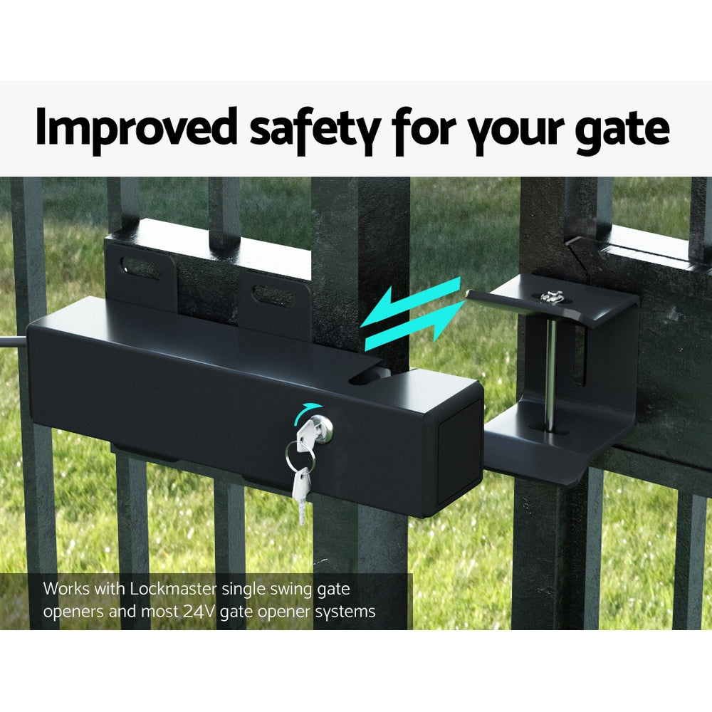 Lockmaster 24V Electric Gate Lock Black IP44 for Swing Gate Opener