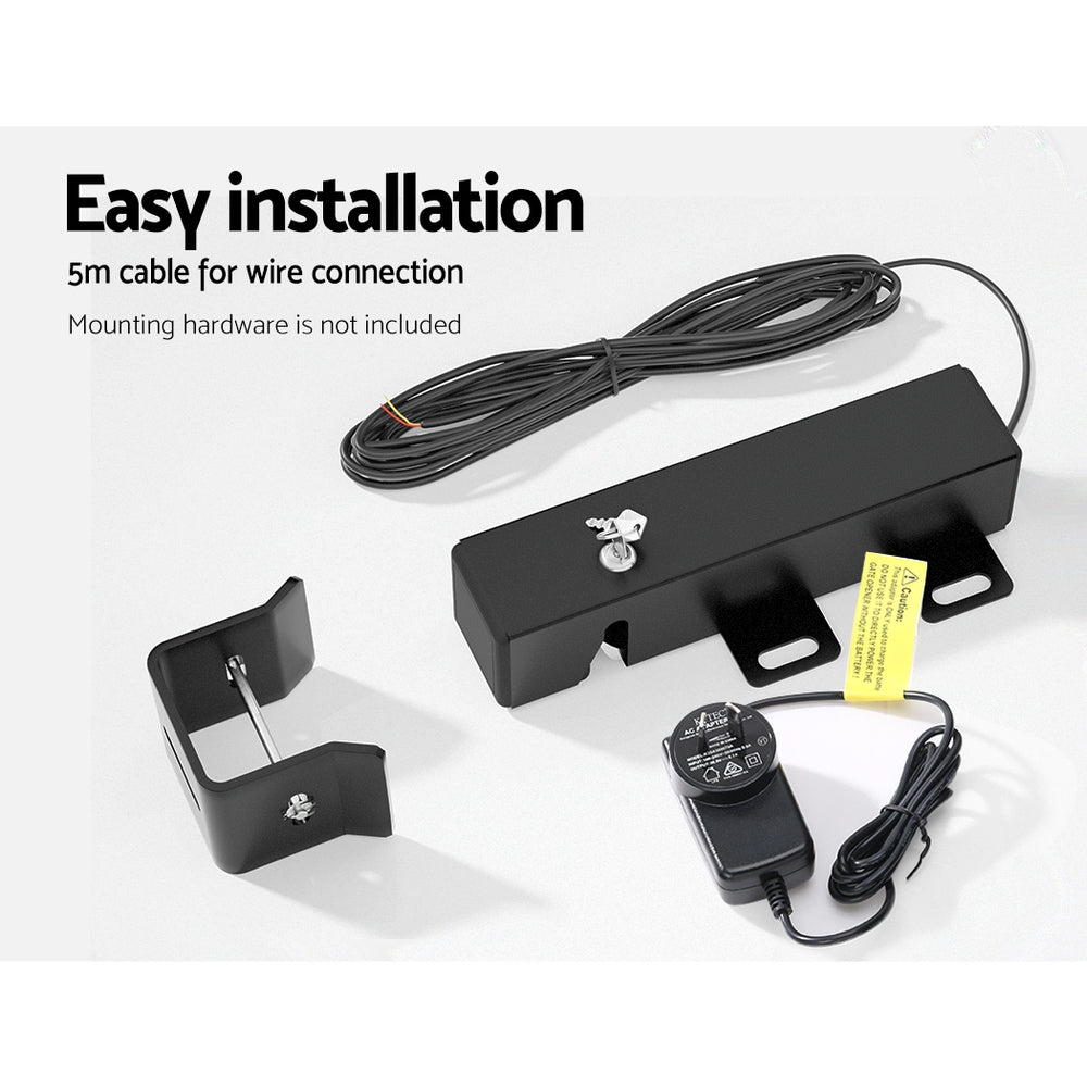 Lockmaster 24V Electric Gate Lock Black IP44 for Swing Gate Opener
