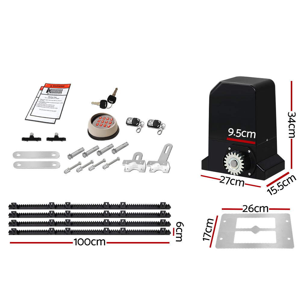 Lockmaster 4M 1000KG Automatic Sliding Gate Opener Kit LED Keypad